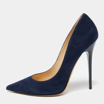 Pre Owned Jimmy Choo Blue Suede Abel Pointed Toe Pumps Size 40