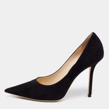 Pre Owned Jimmy Choo Black Suede Love Pumps Size 38