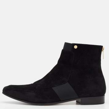 Pre Owned Jimmy Choo Black Suede Malice Ankle Length Boots Size 38.5