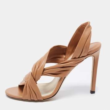 Pre Owned Jimmy Choo Beige Leather Leila Slingback Sandals Size 36