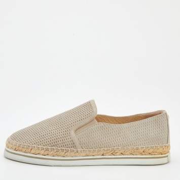 Pre Owned Jimmy Choo Beige Canvas Dawn Slip on Espadrille Size 41