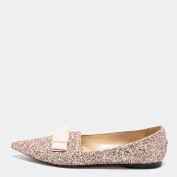 Pre Owned Jimmy Choo Multicolor Glitter Gala Ballet Flats Size 38.5