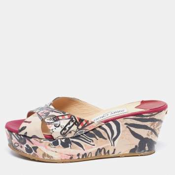 Pre Owned Jimmy Choo Multicolor Leather Slide Sandals Size 37