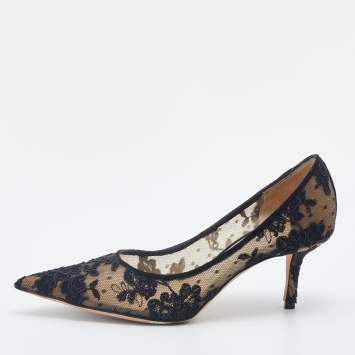 Pre Owned Jimmy Choo Black Lace Love Pointed Toe Pumps Size 36
