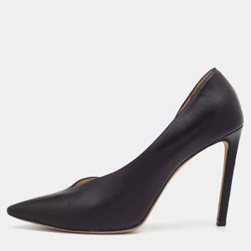 Pre Owned Jimmy Choo Black Leather Pointed Toe D'orsay Pumps Size 39.5
