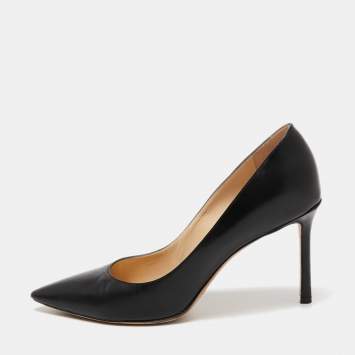 مملوكة مسبقًا Jimmy Choo Black Leather Romy  Pumps Size 39