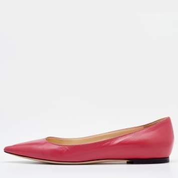 Pre Owned Jimmy Choo Blush Pink leather Love Pointed Toe Ballet Flats Size 38