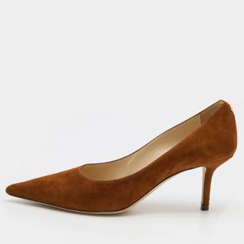Pre Owned Jimmy Choo Brown Suede Love Pumps Size 36
