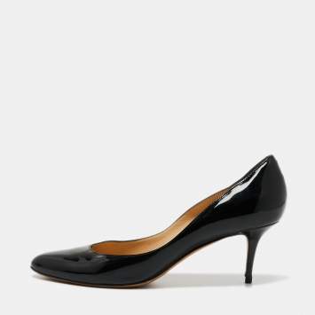Pre Owned Jimmy Choo Black Patent Leather Gilbert Pumps  Size 41