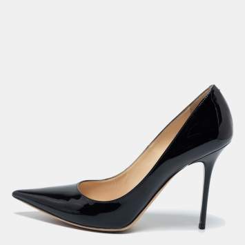 Pre Owned Jimmy Choo Black Patent Leather Romy  Pumps Size 38