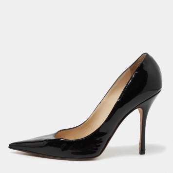 Pre Owned Jimmy Choo Black Patent Leather Love Pumps Size 40.5