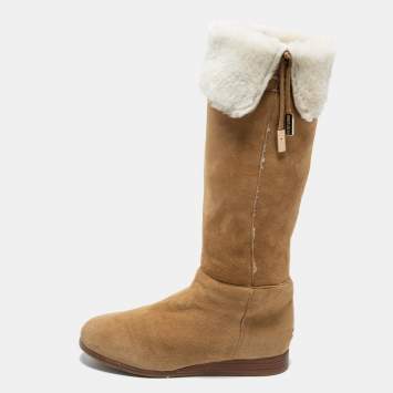 Pre Owned Jimmy Choo Brown Suede Midcalf Boots Size 37.5