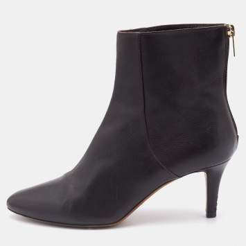 Pre Owned Jimmy Choo Dark Brown Leather Ankle Length Boots Size 37