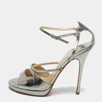 Pre Owned Jimmy Choo Metallic Bronze Leather Ankle Strap Sandals Size 39