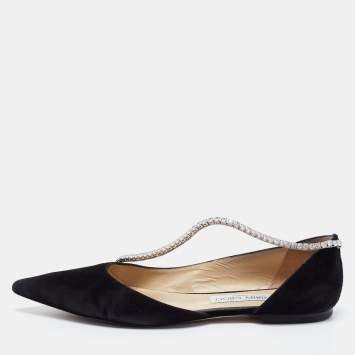 Pre Owned Jimmy Choo Black Suede Trude Ballet Flats Size 40