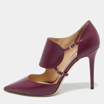 Pre Owned Jimmy Choo Purple Leather Pointed Toe Pumps Size 39