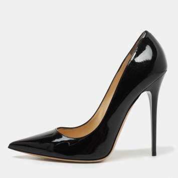 Pre Owned Jimmy Choo Black Patent Leather Anouk Pointed Toe Pumps Size 41