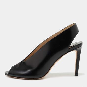 مملوكة مسبقًا Jimmy Choo Black Leather Shar Slingback Pumps Size 38