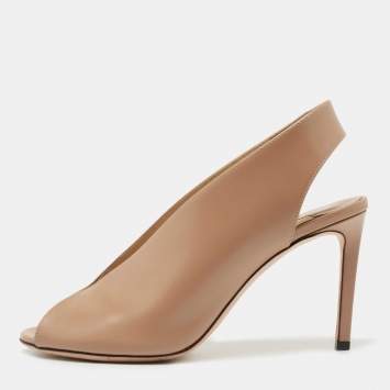 مملوكة مسبقًا Jimmy Choo Beige Leather Shar Slingback Pumps Size 38