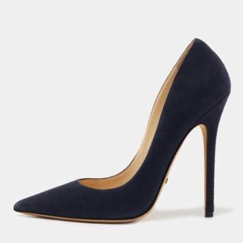 مملوكة مسبقًا Jimmy Choo Navy Blue Suede Romy Pumps Size 37