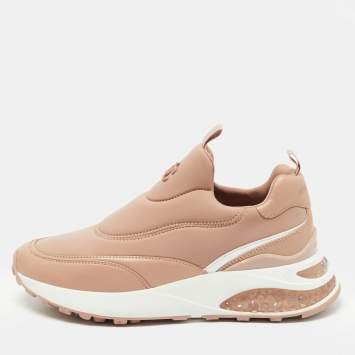 Pre Owned Jimmy Choo Dusty Pink Leather and Neoprene Memphis Sneakers Size 39