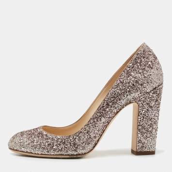 Pre Owned Jimmy Choo Metallic Coarse Glitter Billie Pumps Size 37.5