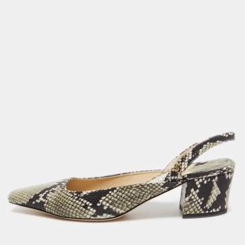 مملوكة مسبقًا Jimmy Choo Multicolor Python Embossed Leather Slingback Pumps Size 39