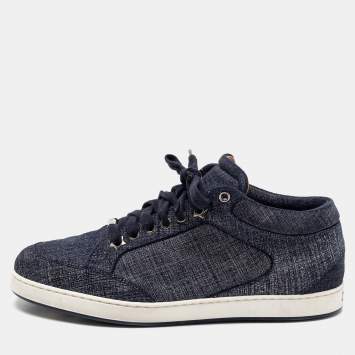 Pre Owned Jimmy Choo Navy Blue Denim Miami Sneakers Size 37.5