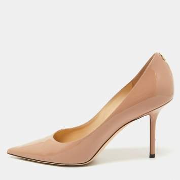 Pre Owned Jimmy Choo Beige Patent Leather Romy Pumps Size 39
