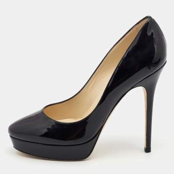 Pre Owned Jimmy Choo Black Patent leather Cosmic Pumps Size 39