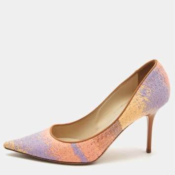 Pre Owned Jimmy Choo Tricolor Knit Fabric Abel Pumps Size 38.5