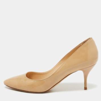 Pre Owned Jimmy Choo Beige Patent Leather Pumps Size 38.5