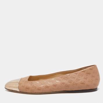 مملوكة مسبقًا Jimmy Choo Brown Leather Watson Ballet Flats Size 41