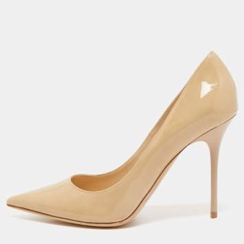 مملوكة مسبقًا Jimmy Choo Beige Patent Leather Abel Pumps Size 37.5