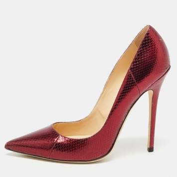 Pre Owned Jimmy Choo Metallic Python Embossed Leather Romy Pumps Size 39