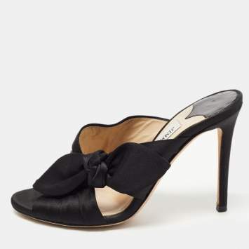 Pre Owned Jimmy Choo Black Satin Keely Slide Sandals Size 35