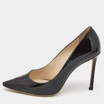 Pre Owned Jimmy Choo Black Patent Leather Romy Pumps Size 38.5