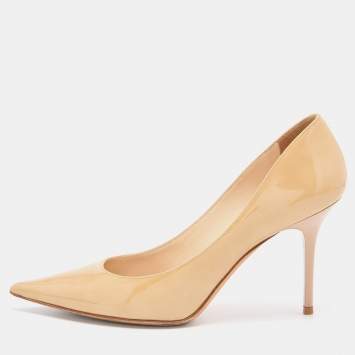 Pre Owned Jimmy Choo Beige Patent Leather Romy Pumps Size 36.5