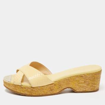 Pre Owned Jimmy Choo Yellow Python Leather Prima Sandals Size 38