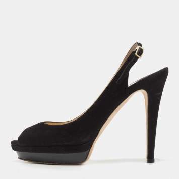 Pre Owned Jimmy Choo Black Suede  Slingback Pumps Size 40