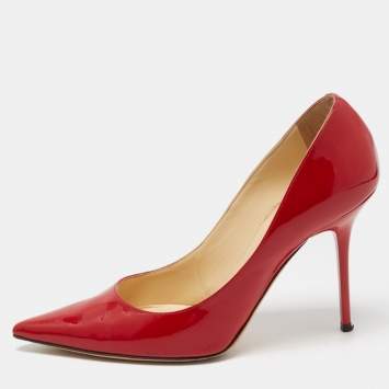 Pre Owned Jimmy Choo Red Patent Leather Love Pumps Size 38
