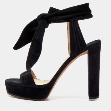 Pre Owned Jimmy Choo Black Suede Kaytrin Sandals Size 38.5