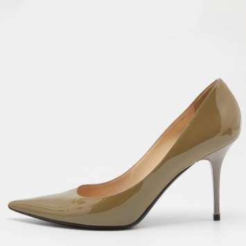 مملوكة مسبقًا Jimmy Choo Olive Green Patent Leather Love Pumps Size 39