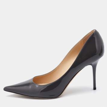 Pre Owned Jimmy Choo Grey Patent Leather Love Pumps Size 39