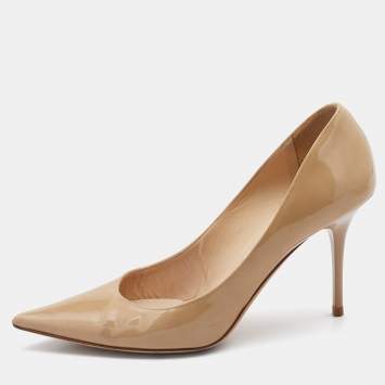 Pre Owned Jimmy Choo Beige Patent Leather Love Pumps Size 39