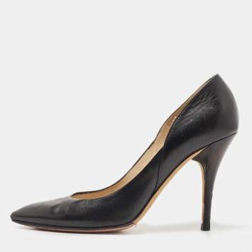 Pre Owned Jimmy Choo Black Leather Pointed Toe Pumps Size 40