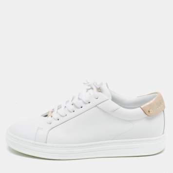 Pre Owned Jimmy Choo White Leather Rome/F Low Top Sneakers Size 39