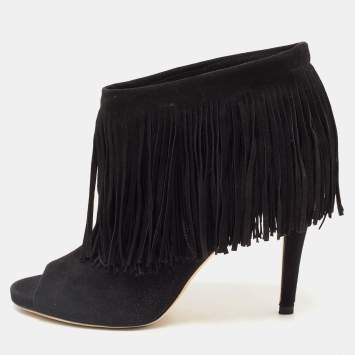 Pre Owned Jimmy Choo Black Suede Daxen Booties Size 39.5