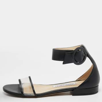 Pre Owned Jimmy Choo Black  Leather Jaimie Ankle Strap Sandals Size 36