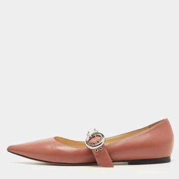 مملوكة مسبقًا Jimmy Choo Pink Leather Gela Flats Size 37.5